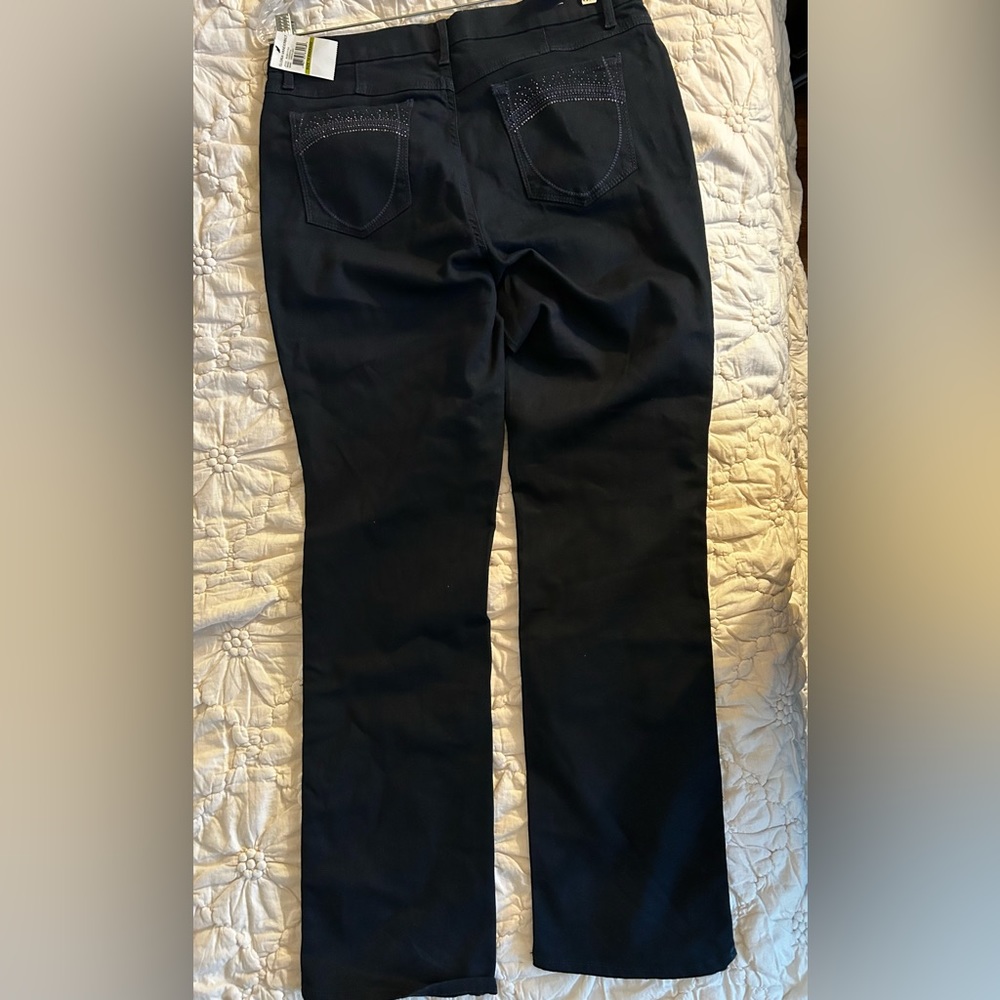 NWT Gloria Vanderbilt slimming Jordyn navy blue rhinestone curvy mid rise jeans